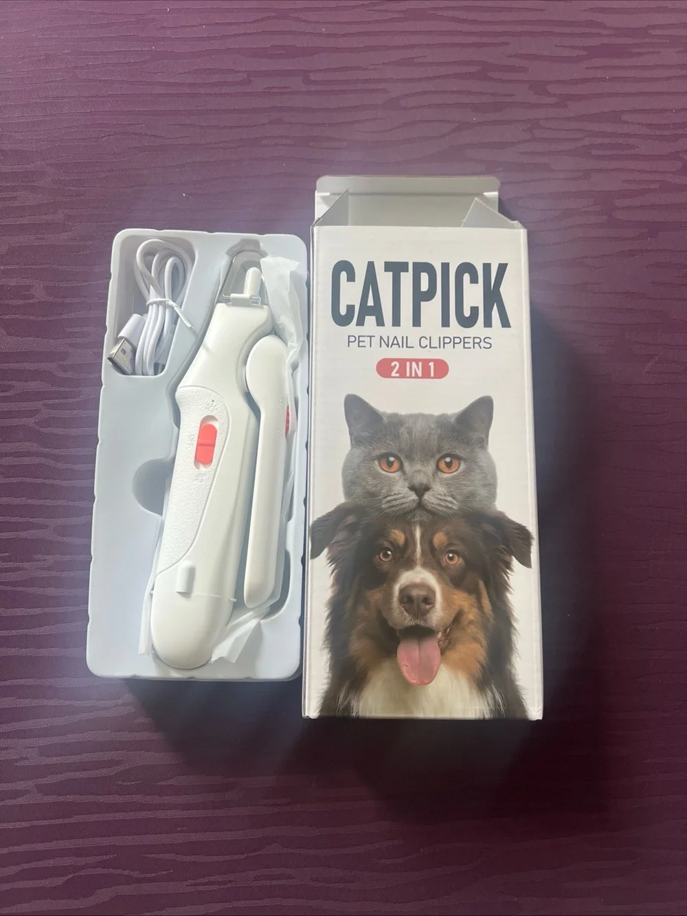 White 2-in-1 Pet Nail Clippers for Cats and Dogs